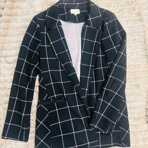 MELLODAY Black and White Grid Blazer